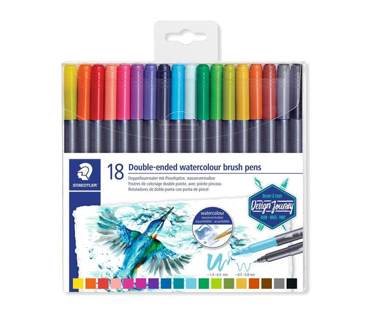 Staedtler Design Journey Watercolour Brush Pen Set – 18 Colours
