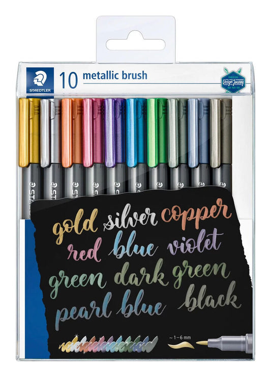 Staedtler Design Journey Metallic Brush Marker Set – 10 Colours