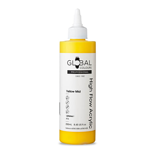Global Colours High Flow Acrylic (250ml) - Yellow Mid