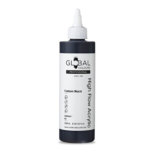 Global Colours High Flow Acrylic (250ml) - Carbon Black