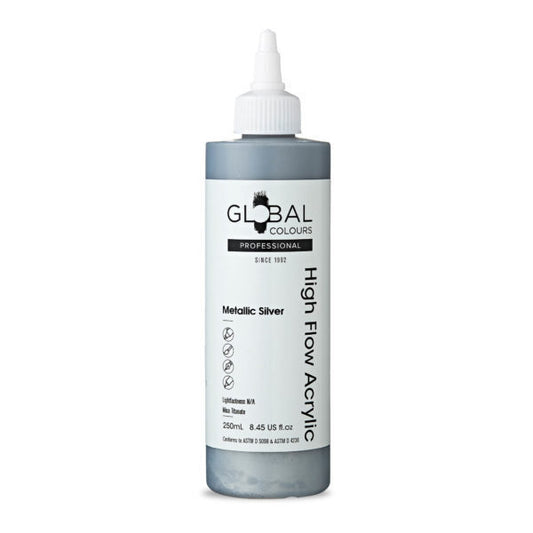 Global Colours High Flow Acrylic (250ml) - Metallic Silver