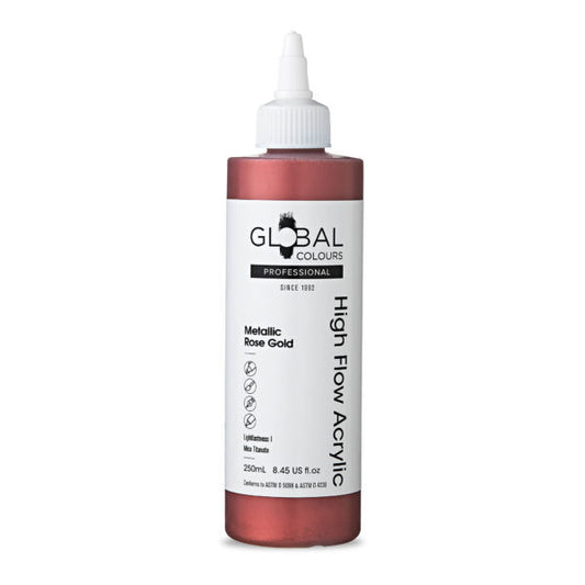 Global Colours High Flow Acrylic (250ml) - Metallic Rose Gold
