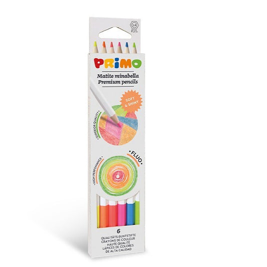 Primo Minabella Fluorescent Colour Pencils Set 6 – Bright Fluoro Colours